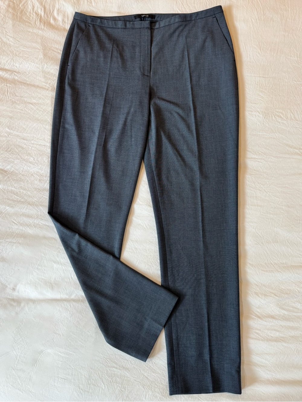 Tahari Tailored Straight Leg Dress Pants Gray Slate Blue Size 12 Workwear Office